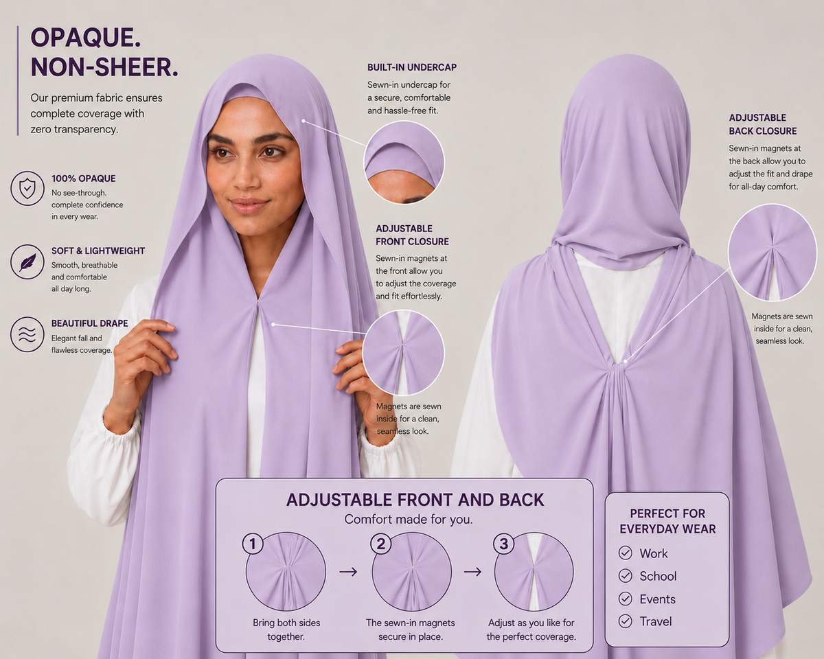 ~ Lavender Mist ~
Instant Chiffon Hijab