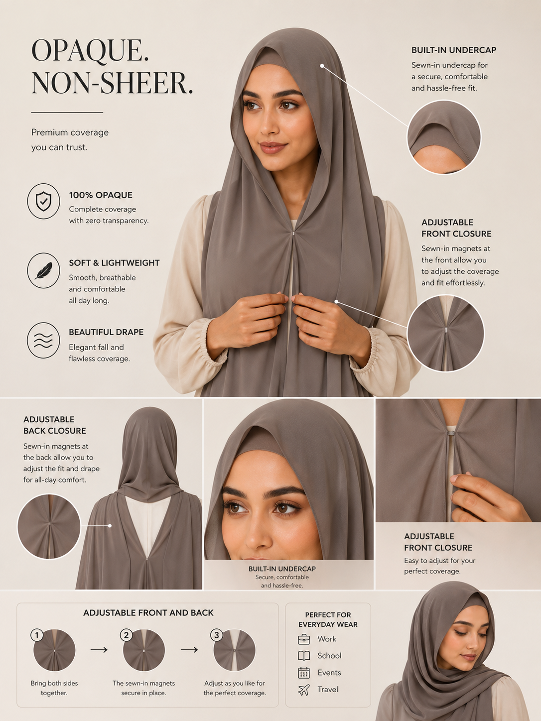 ~ Mushroom Grey ~
Instant Chiffon Hijab