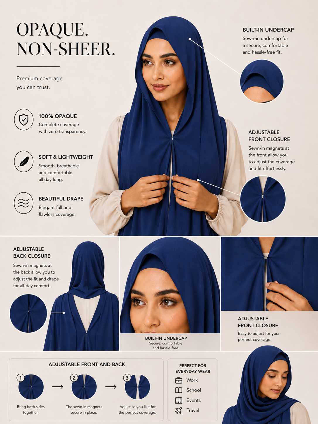 ~ Navy ~
Instant Chiffon Hijab