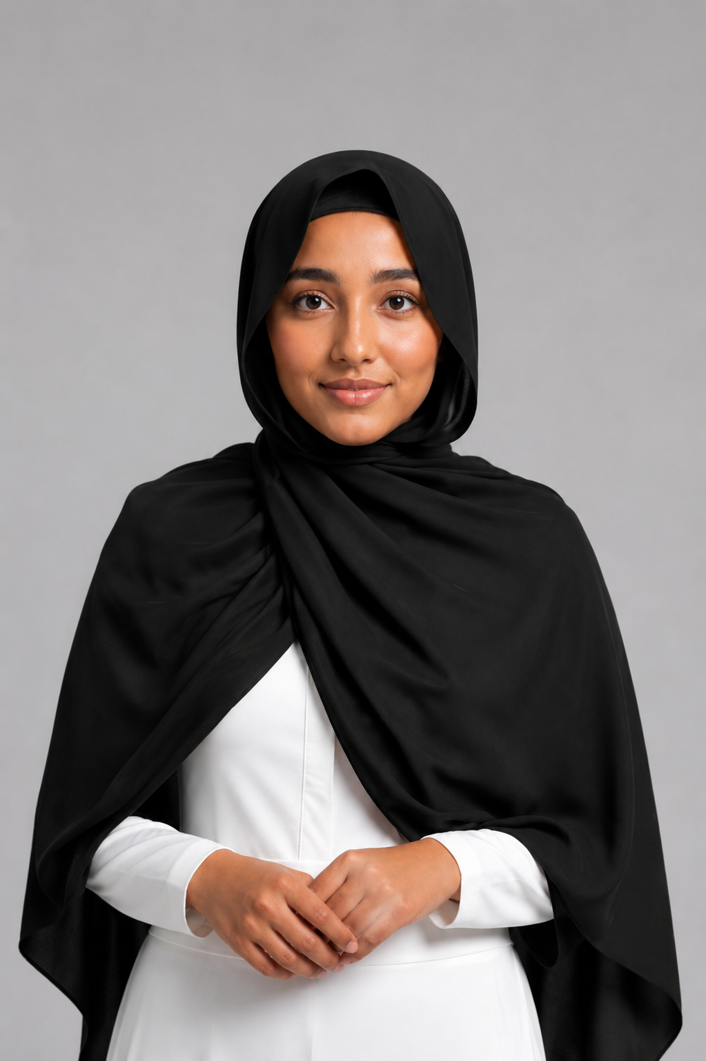 Açaí black instant chiffon hijab — front view