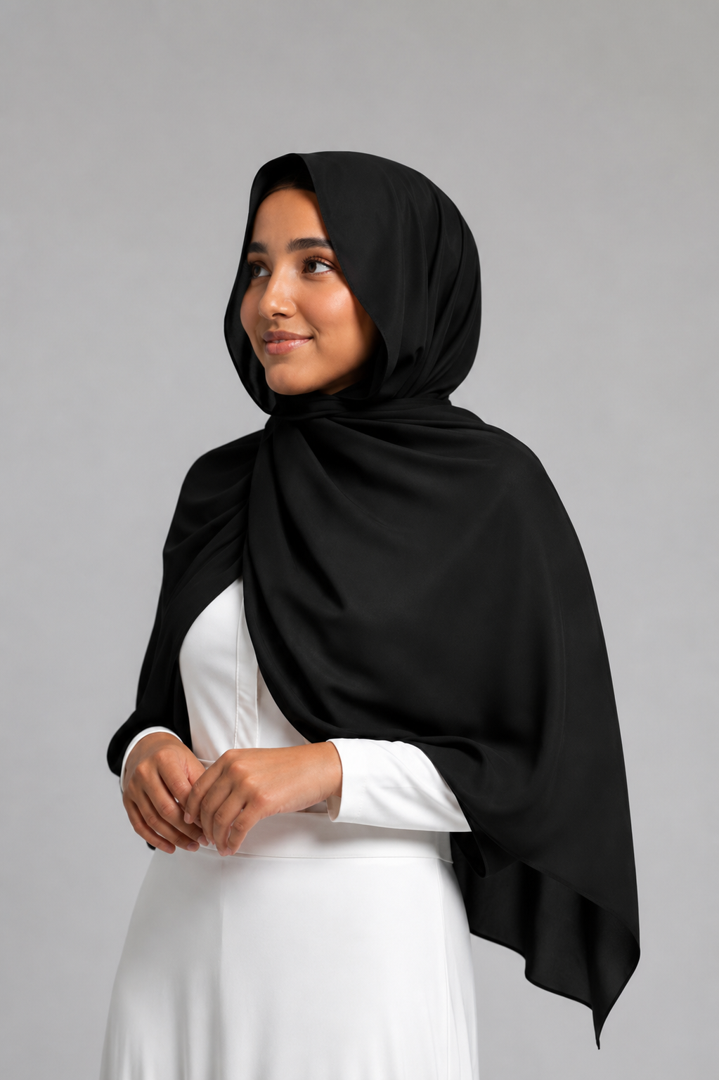 Açaí black instant chiffon hijab — side view