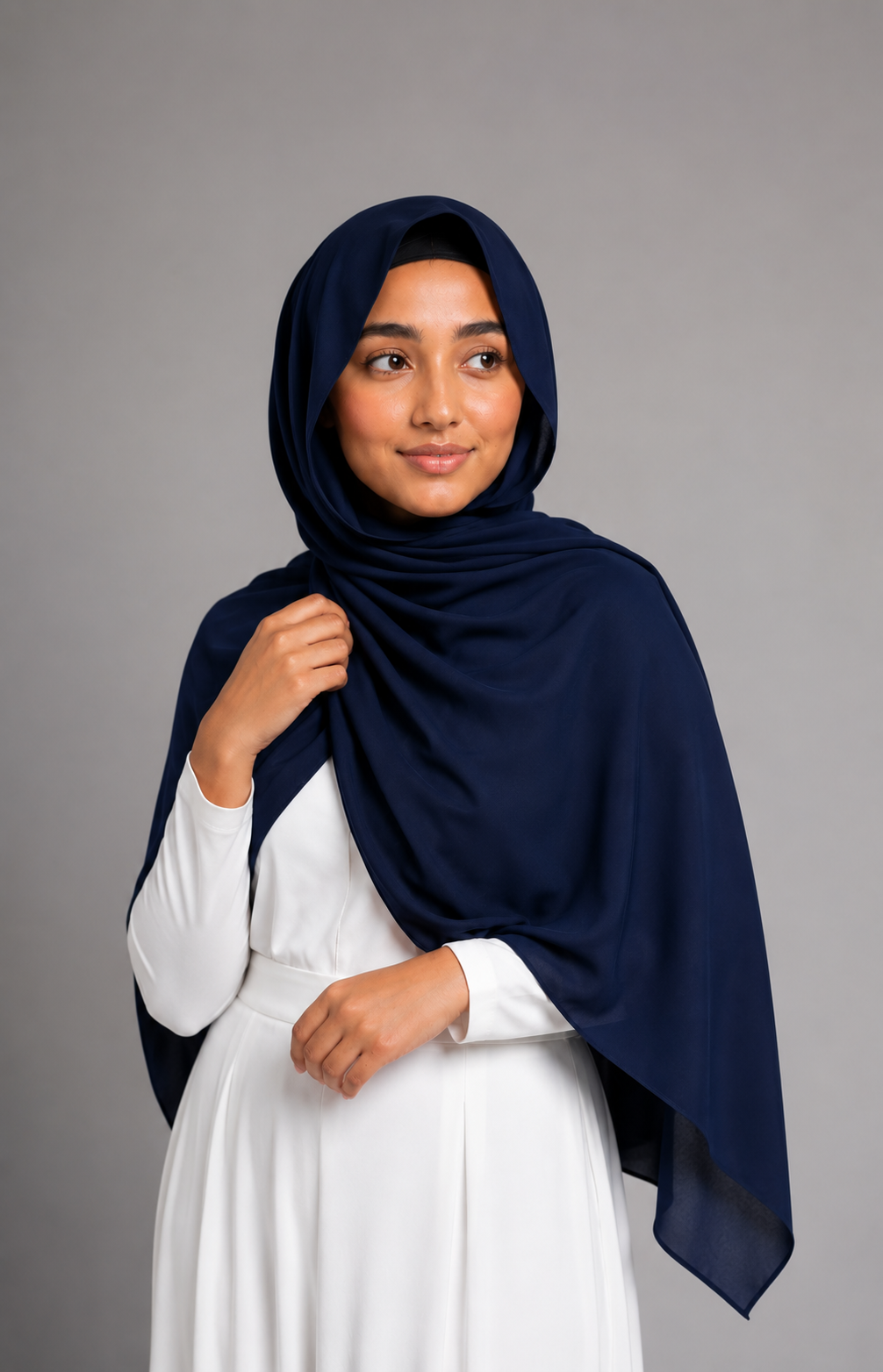 Navy hijab side view