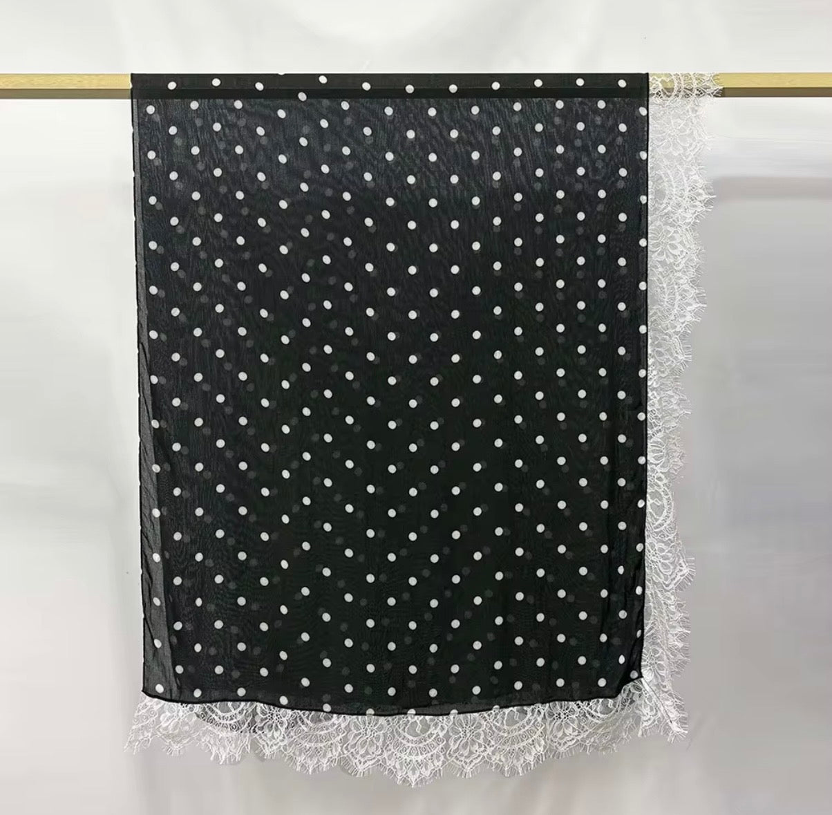 Polka Dots with Lace hijab flat lay